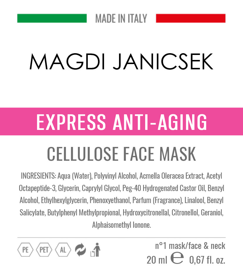 Anti-Aging Celluloz Face Mask by Janicsek Magdi